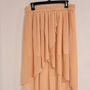 Kimchi Blue Peach Pleated Asymmetrical Cut Hem Skirt Misses Size Large